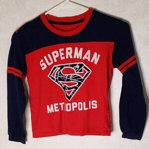 Superman X-Small Boy's Long Sleeve Red and Black Metropolis T-Shirt